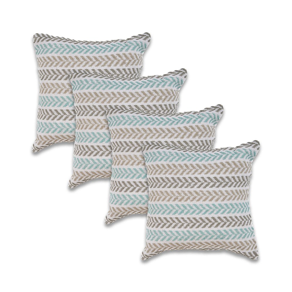 Altair  Cotton Pillow Set of 4 in Blue/Gray, 18" x 18". Picture 1