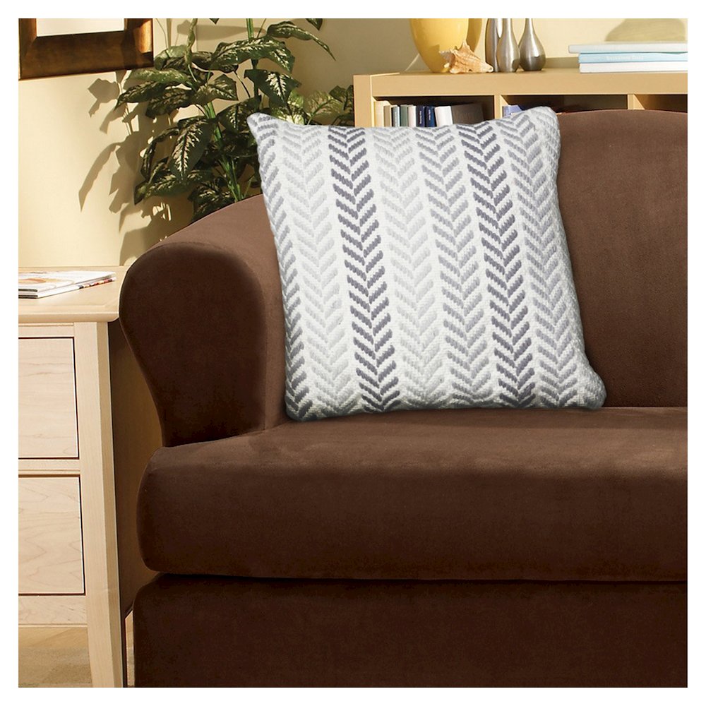 Grayscale Chevron Throw Pillow. Picture 7