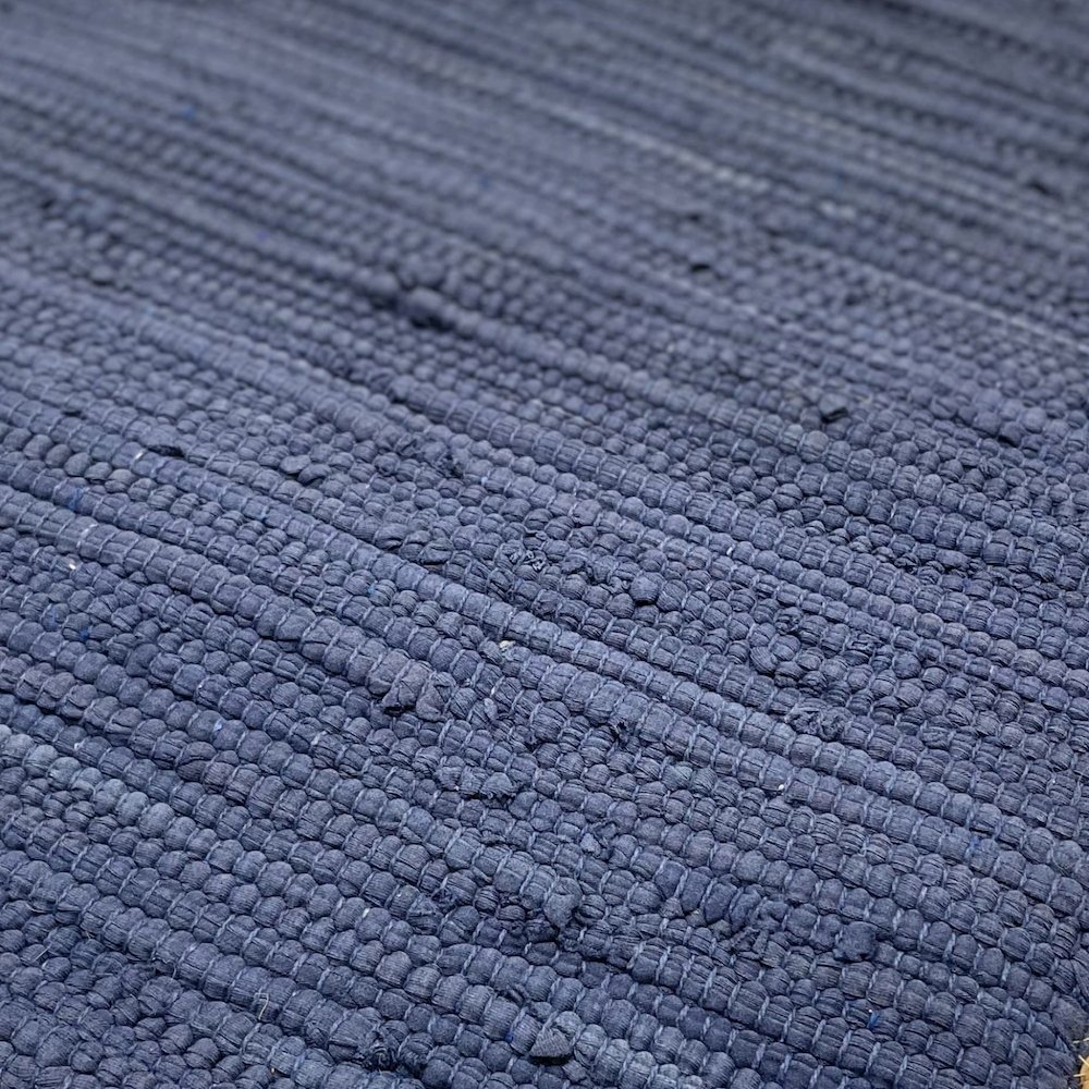 Solid Midnight Blue Jute Bordered Throw Pillow. Picture 4