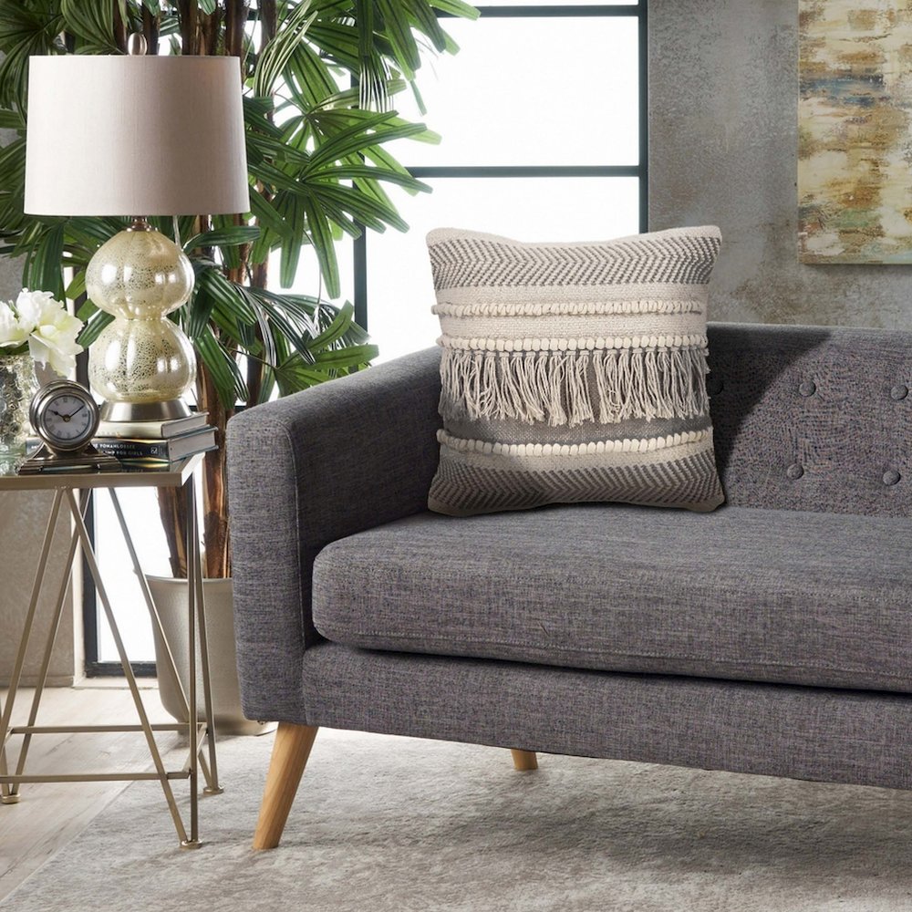 Beige Over tufted Farmhouse Throw Pillow. Picture 2