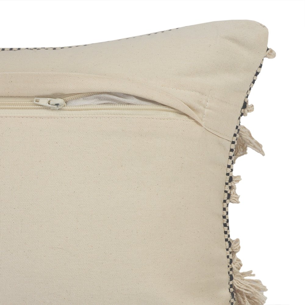 Ox Bay Hand-Woven Gray/White Geometric All-Natural Cotton Pillow Cover. Picture 6