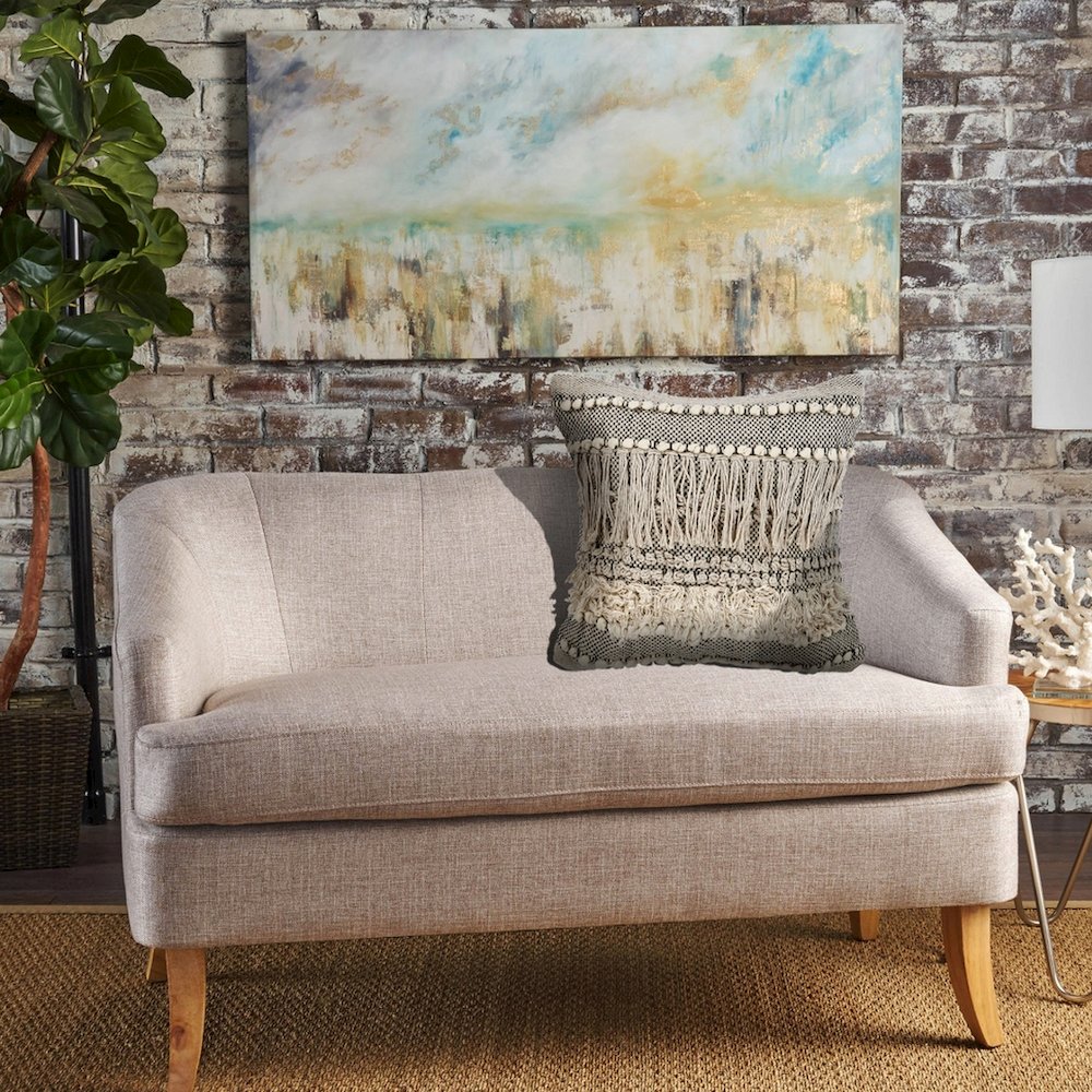 Gray Over-Tufted Farmhouse Throw Pillow. Picture 2