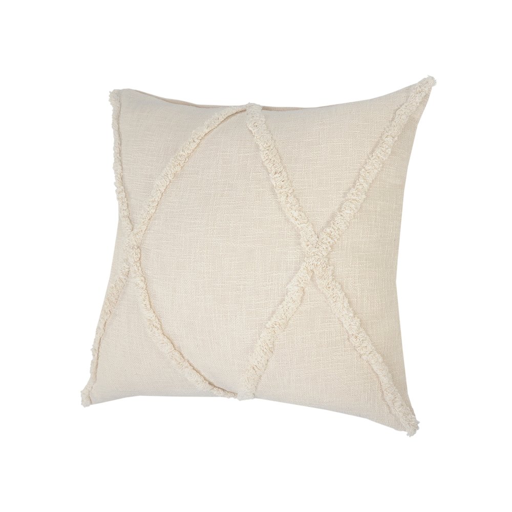 Ox Bay Hand-Woven Natural Beige Diamond All-Natural Cotton Pillow Cover. Picture 6