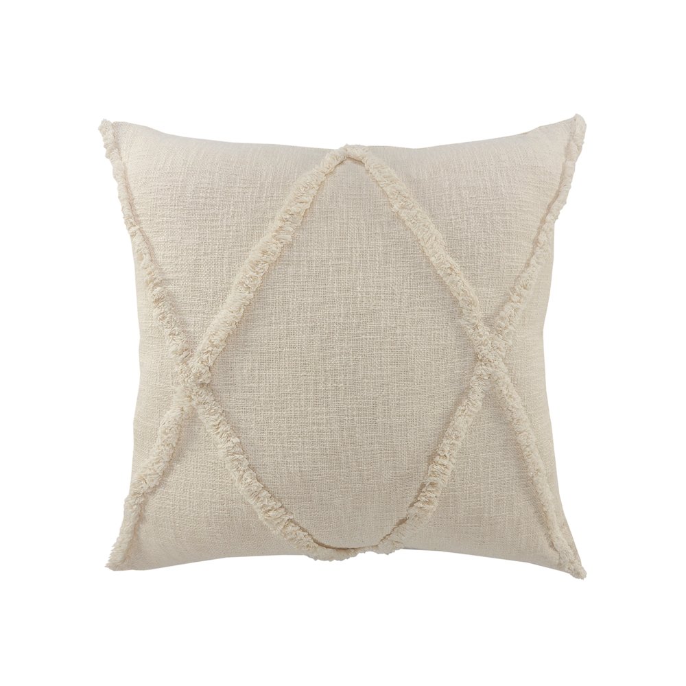 Ox Bay Hand-Woven Natural Beige Diamond All-Natural Cotton Pillow Cover. Picture 1