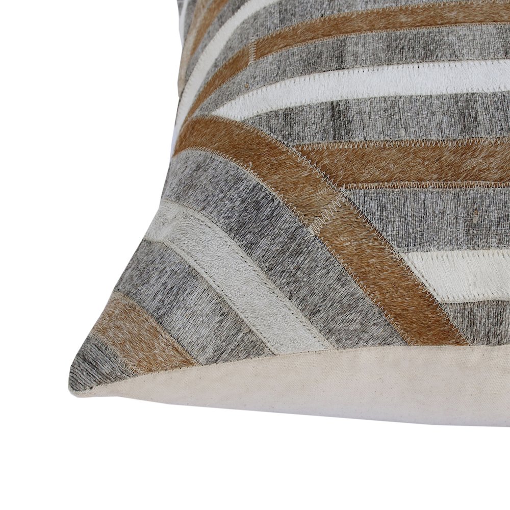 Textured Faux Leather Natural Throw Pillow. Picture 4
