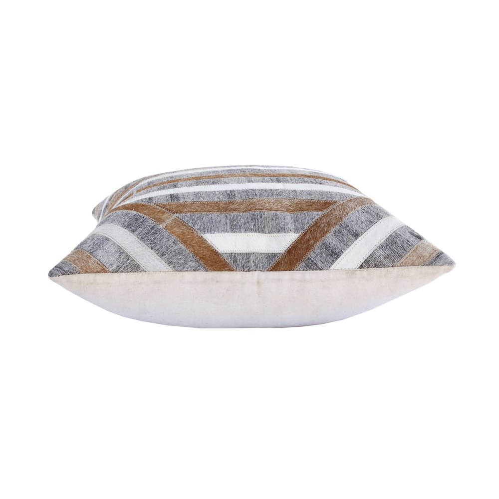 Textured Faux Leather Natural Throw Pillow. Picture 7
