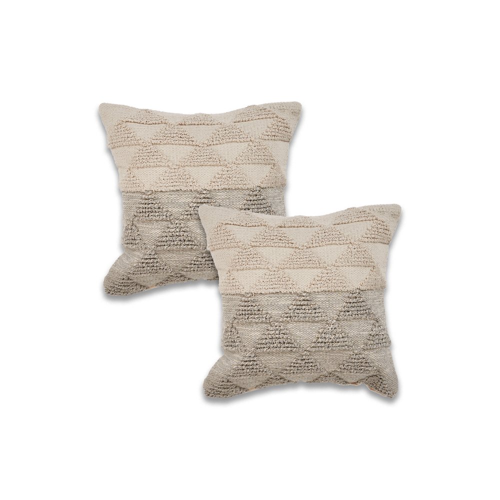 Luxe Cotton Pillow Set of 2 in Cream/Tan, 18" x 18". Picture 1