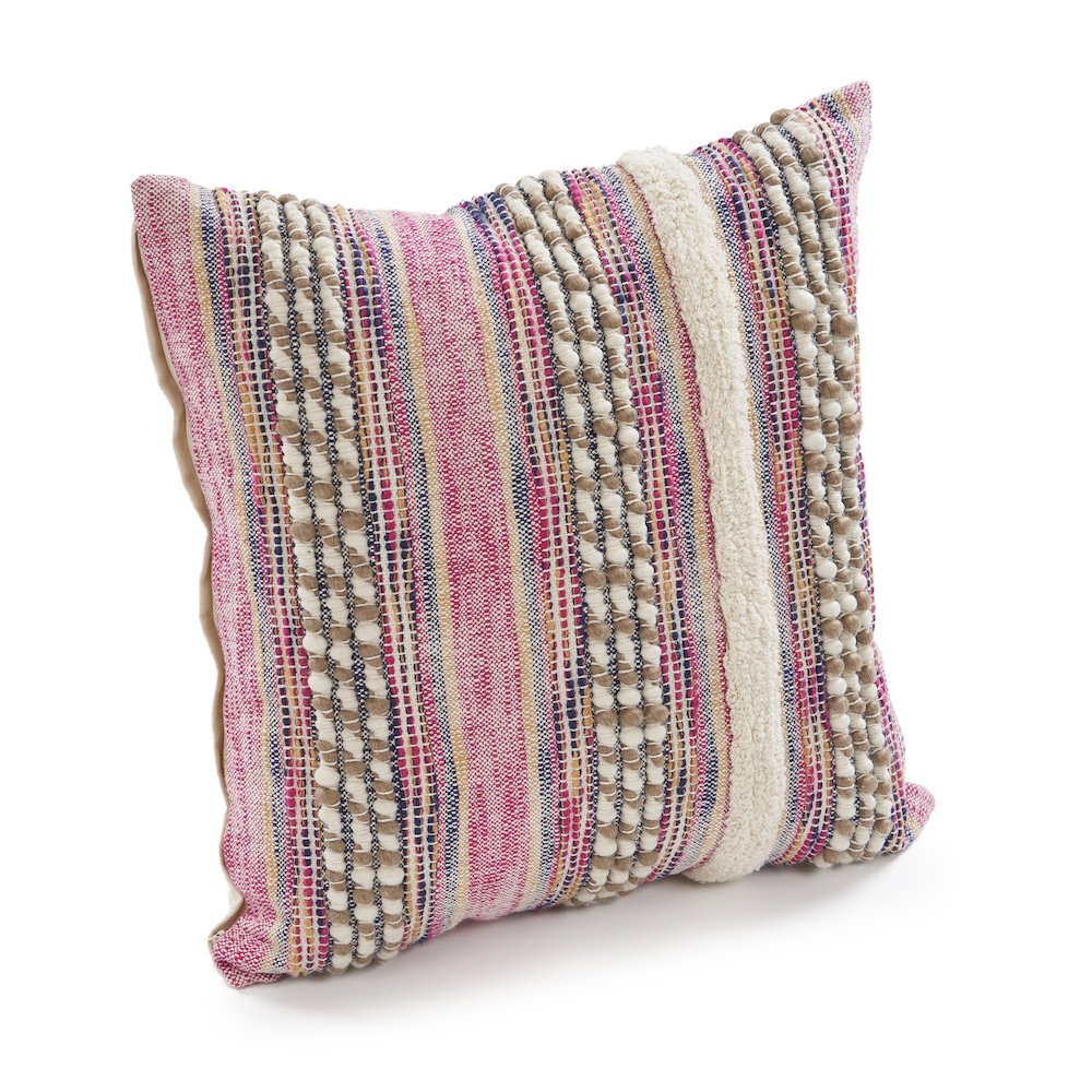 Ox Bay Pink Striped Cotton Blend Square 2 Piece Pillow Cover Set. Picture 5