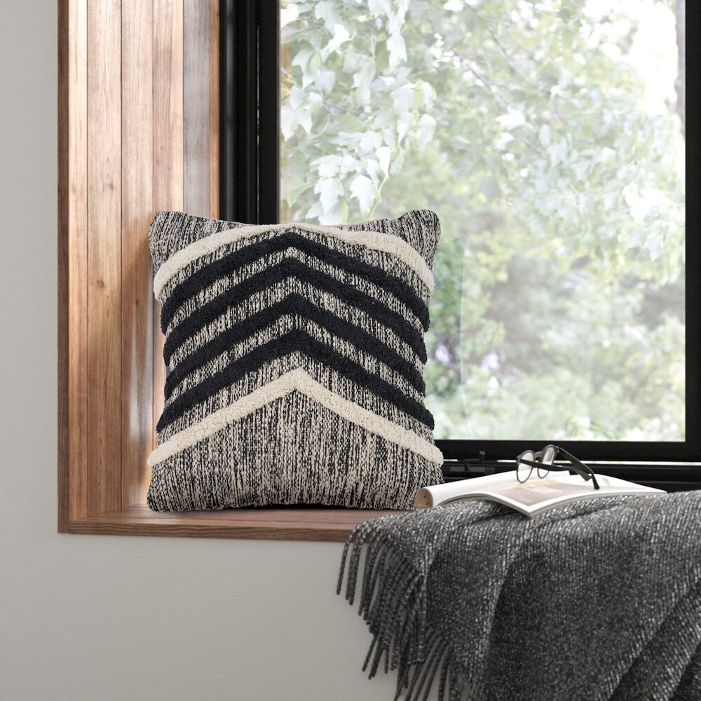 Black Pinstripe Throw Pillow. Picture 5
