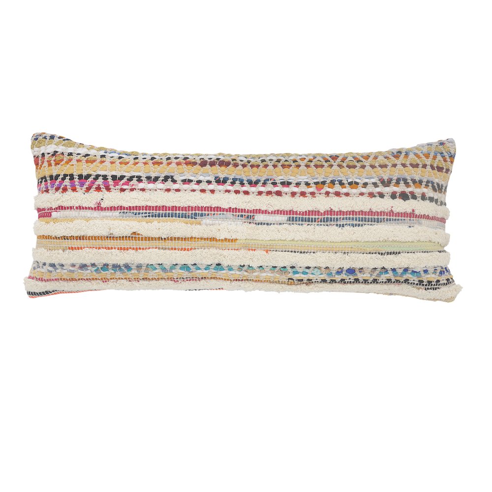 White Chevron Striped Throw Pillow. Picture 1