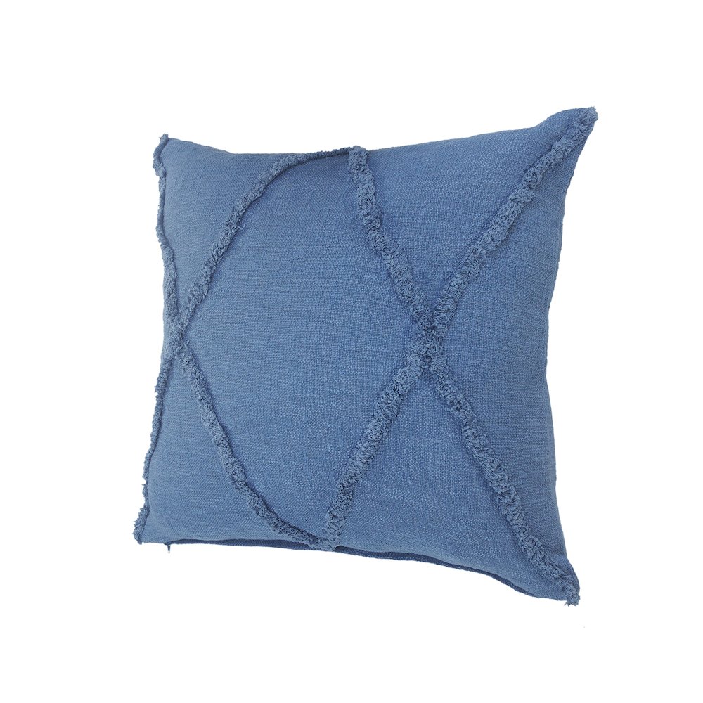 Ox Bay Hand-Woven Dark Cobalt Blue Diamond All-Natural Cotton Pillow Cover. Picture 5