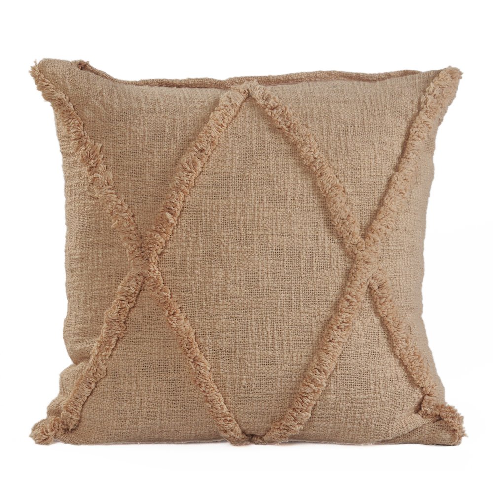 Ox Bay Tan Solid All-Natural Cotton Square 2 Piece Pillow Cover Set. Picture 3