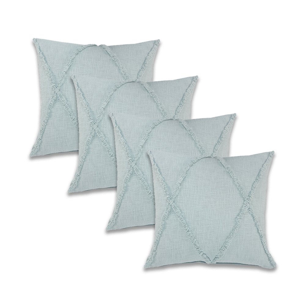 Reese Cotton Pillow Set of 4 in Blue, 18" x 18". Picture 1