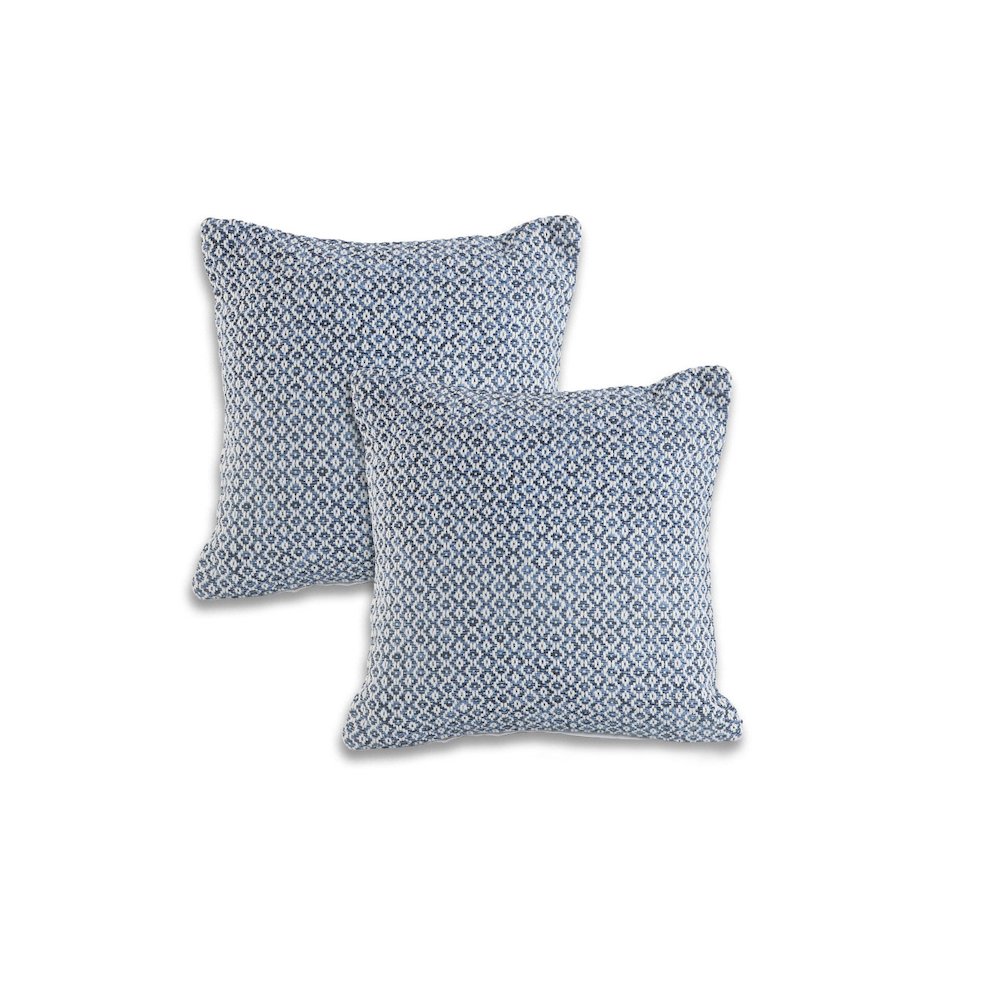 Insignia Cotton Pillow Set of 2 in Blue/White, 18" x 18". Picture 1