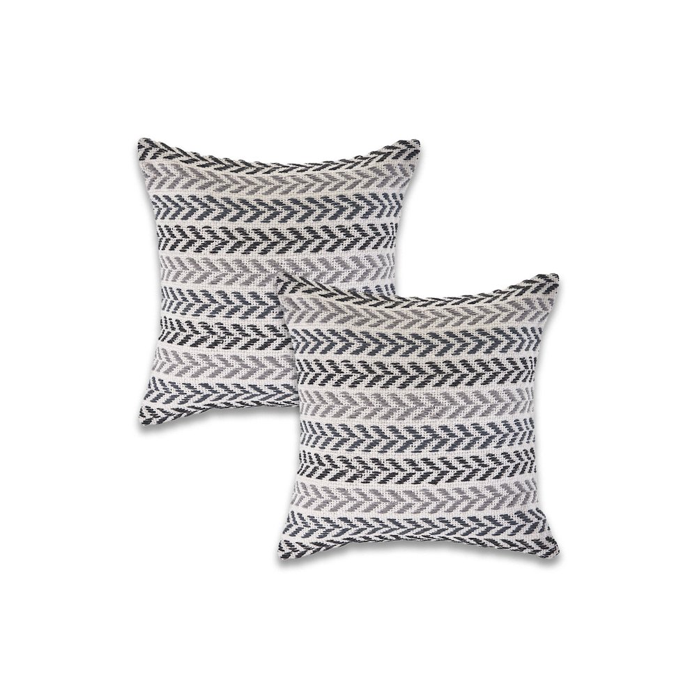 Altair  Cotton Pillow Set of 2 in Black/Gray, 18" x 18". Picture 1