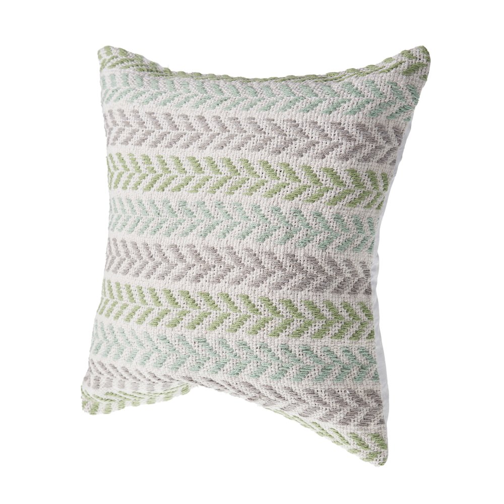Ox Bay Green/Blue Chevron All-Natural Cotton Square 2 Piece Pillow Cover Set. Picture 7