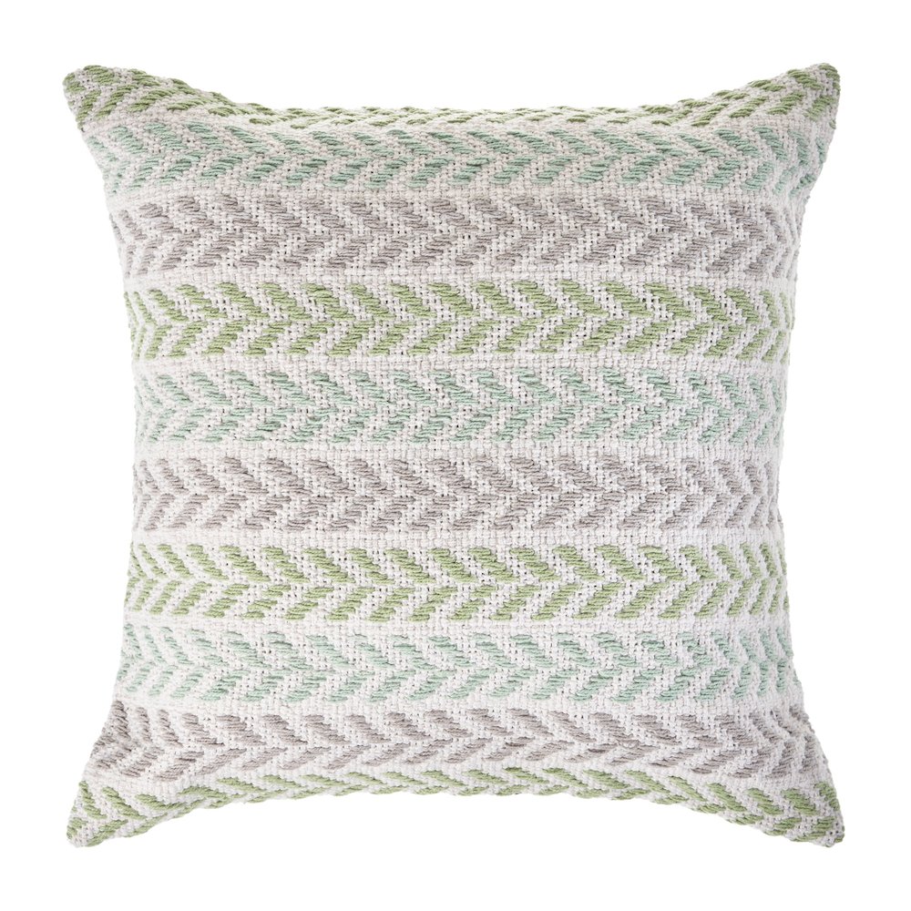 Ox Bay Green/Blue Chevron All-Natural Cotton Square 2 Piece Pillow Cover Set. Picture 4