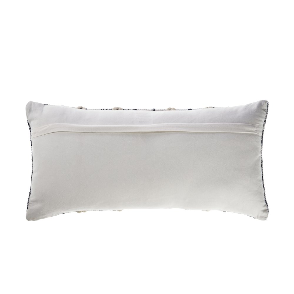 Braided White and Navy Contemporary Throw Pillow. Picture 2
