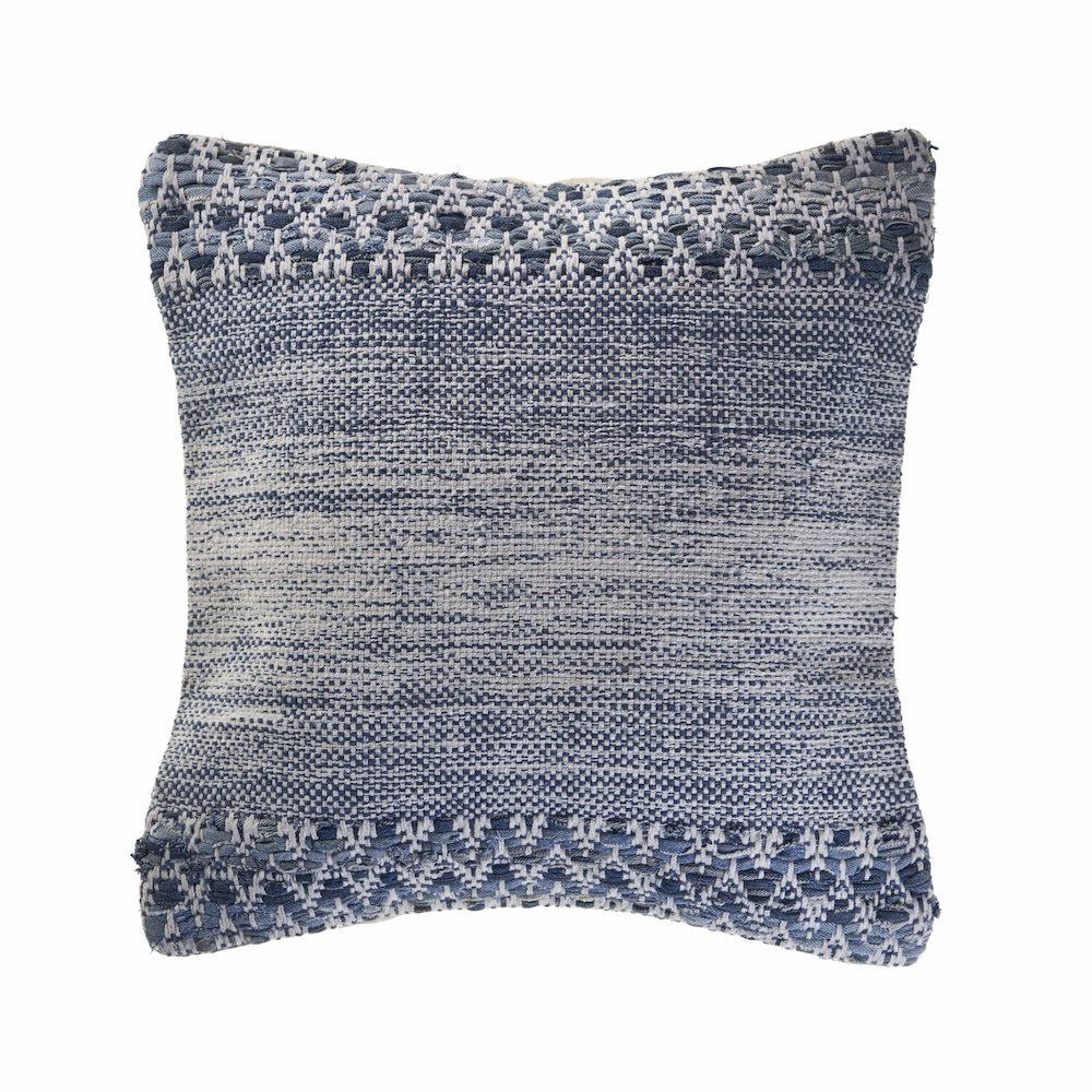 Blue and Ivory Textured Throw Pillow. Picture 1