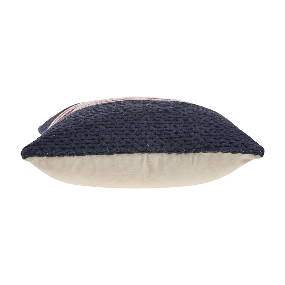 Navy Nautical Striped Throw Pillow. Picture 3
