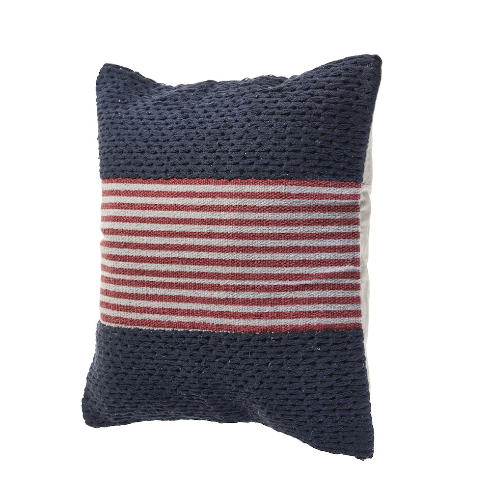 Navy Nautical Striped Throw Pillow. Picture 4