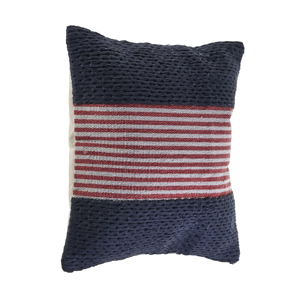 Navy Nautical Striped Throw Pillow. Picture 5