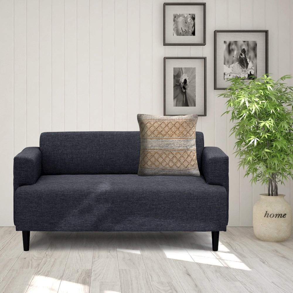 Criss Cross Beige Throw Pillow. Picture 7