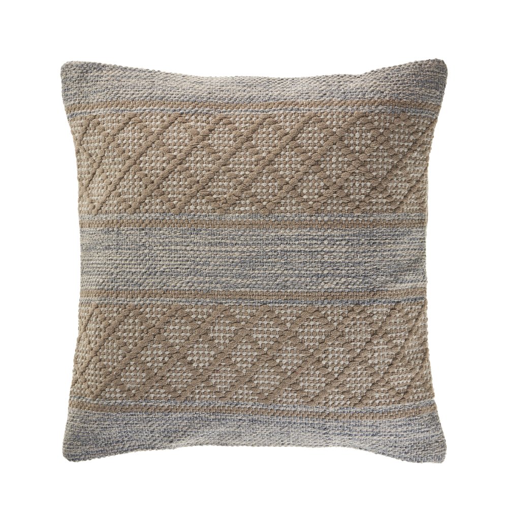 Criss Cross Beige Throw Pillow. Picture 1