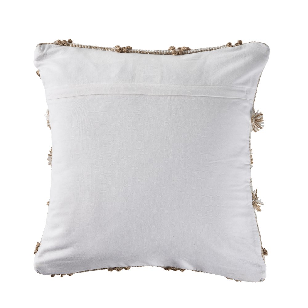 Neutral Soft Pom Pom Geometric Indoor Outdoor Throw Pillow. Picture 2