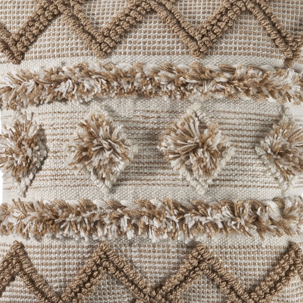 Neutral Soft Pom Pom Geometric Indoor Outdoor Throw Pillow. Picture 6