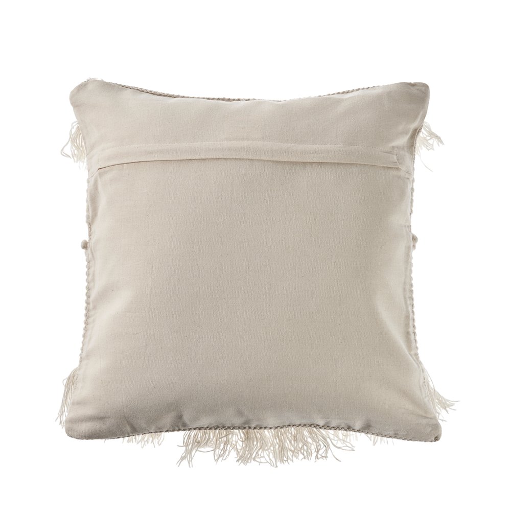 Textured and Fringe Ivory Throw Pillow. Picture 2