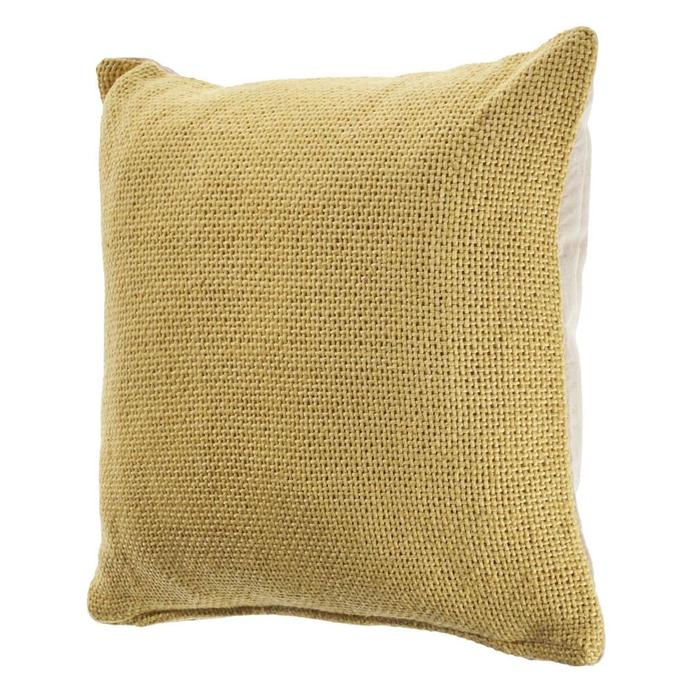 Evette Rios Felicity Cream Gold Solid Throw Pillow. Picture 4