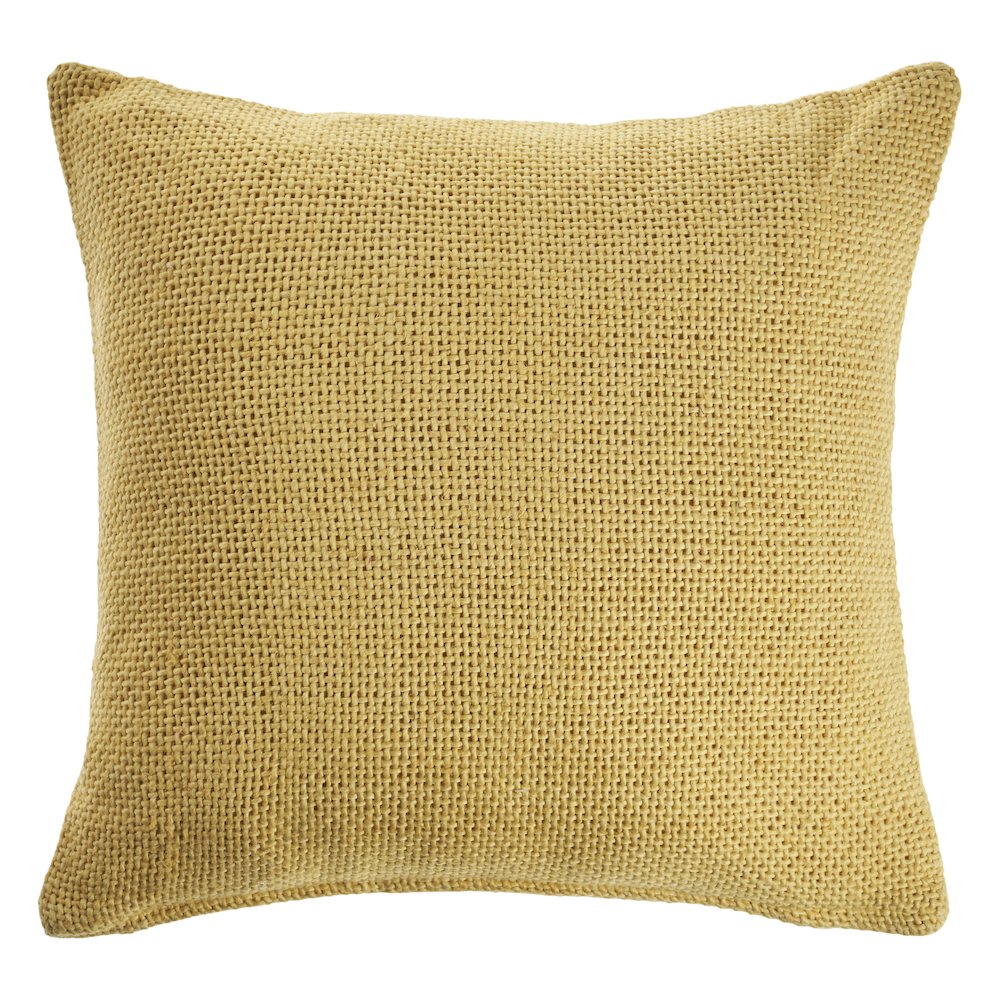 Evette Rios Felicity Cream Gold Solid Throw Pillow. Picture 1