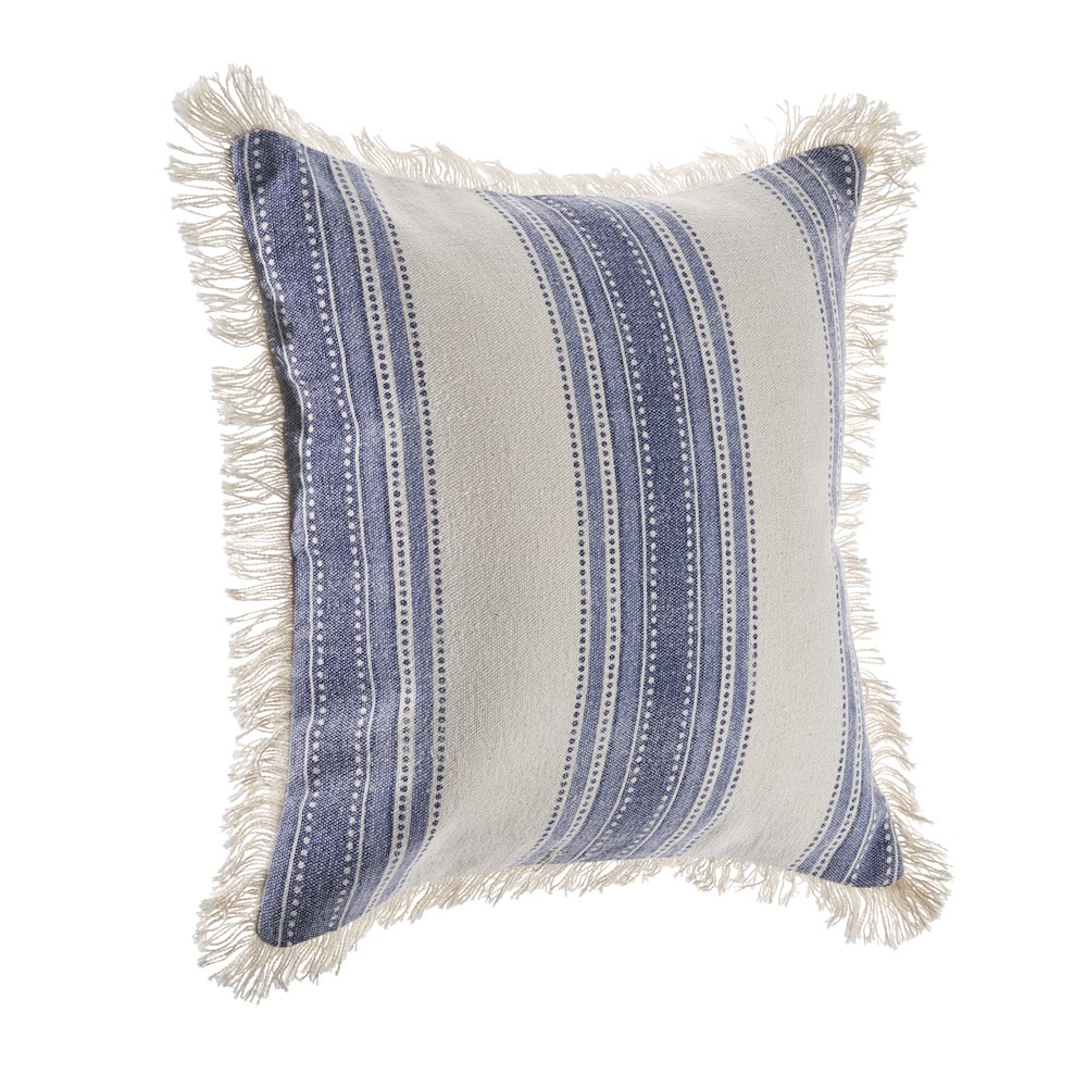 Coastal Striped Blue and Cream Throw Pillow. Picture 5