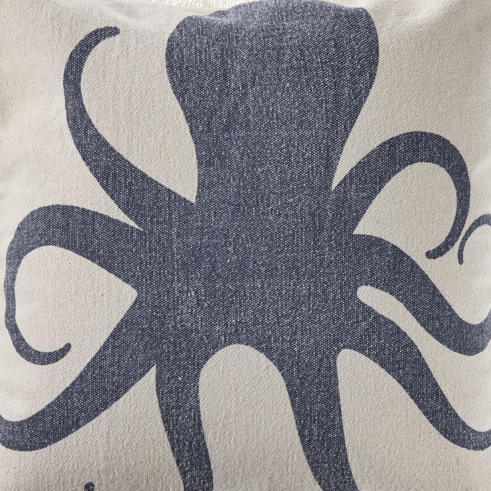 Octopus Fringe Coastal Throw Pillow. Picture 6