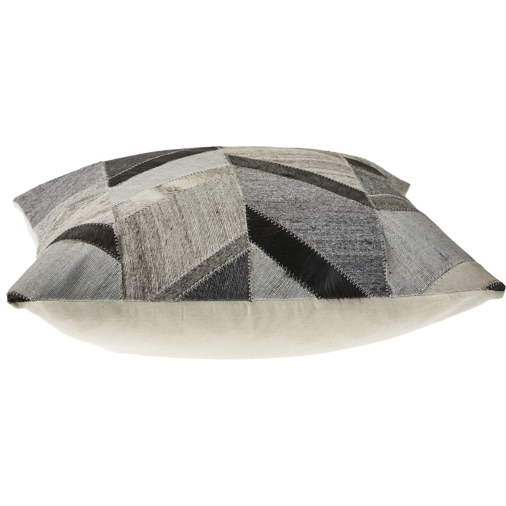 Multicolored Chevron Faux Leather Hide Throw Pillow. Picture 3