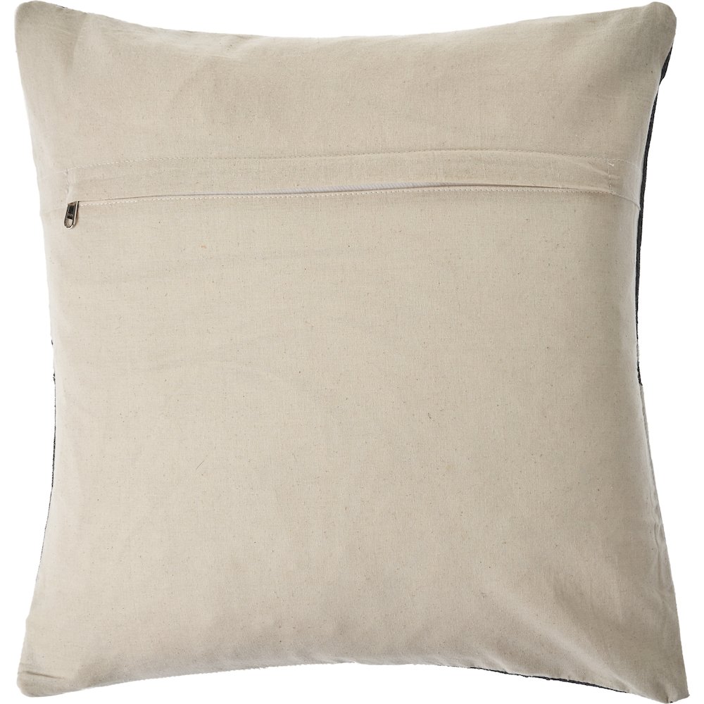 Charcoal and White Geometric Faux Leather Hide Throw Pillow. Picture 2