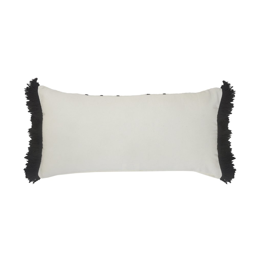 Striped Ivory and Black Fringe Pillow. Picture 6