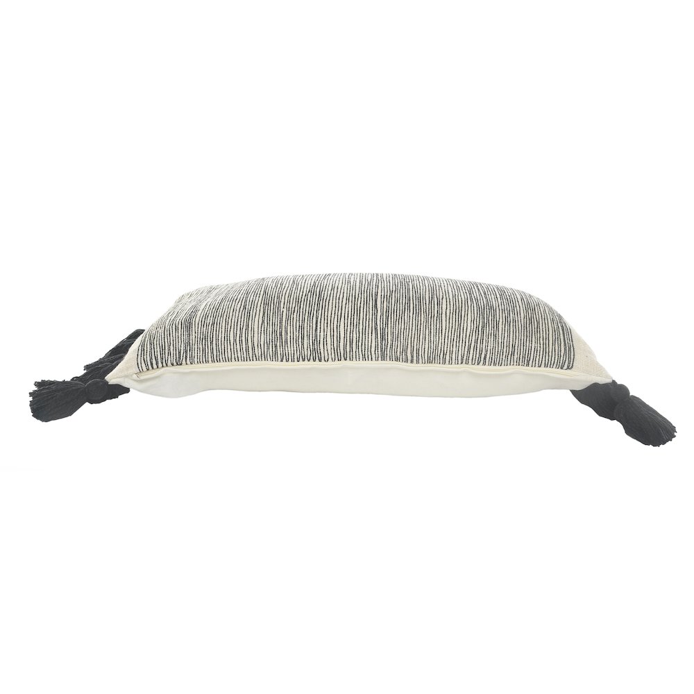 Distressed Gray and Black Fringe Pillow. Picture 3