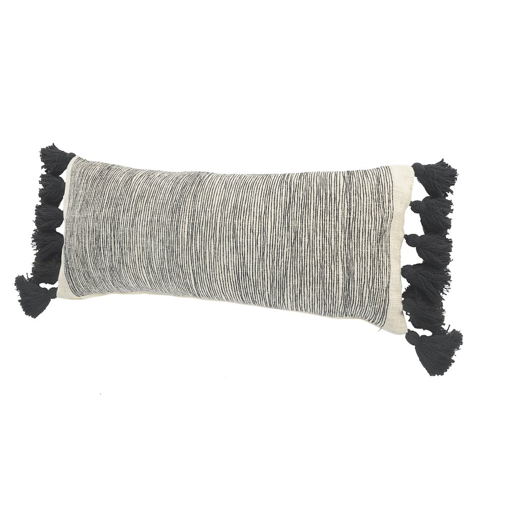 Distressed Gray and Black Fringe Pillow. Picture 5