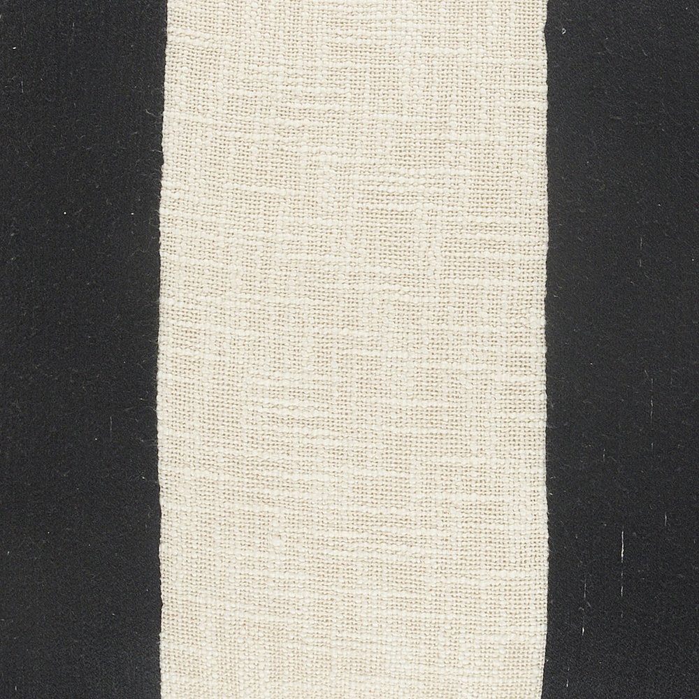 Tri-Stripe Black and Ivory Fringe Pillow. Picture 2