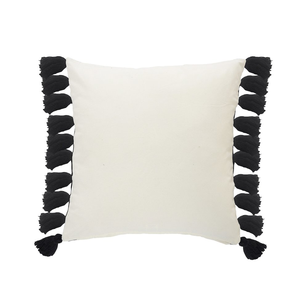Tri-Stripe Black and Ivory Fringe Pillow. Picture 6