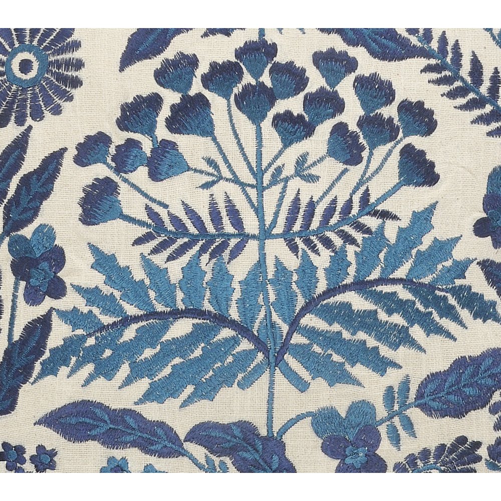 Off-White and Navy Bohemian Floral Throw Pillow. Picture 2