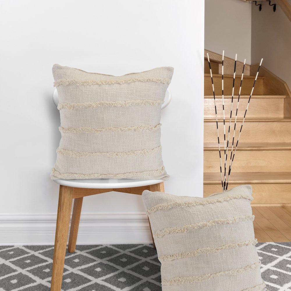 Ox Bay Birch Solid All-Natural Cotton  Square 2 Piece Pillow Cover Set. Picture 2