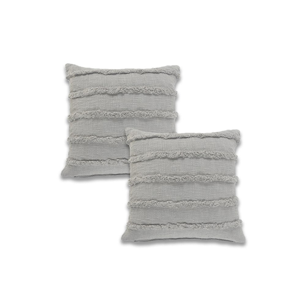 Rory Cotton Pillow Set of 2 in Gray, 20" x 20". Picture 1
