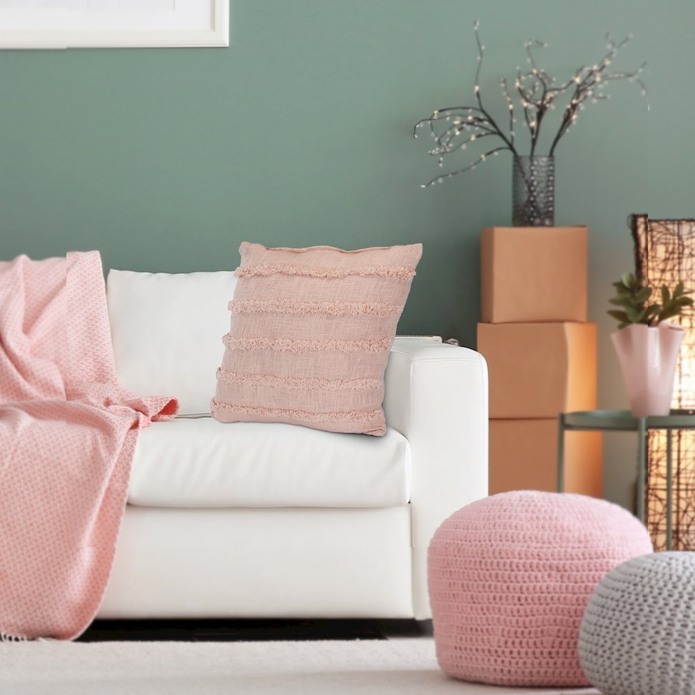 Pearl Blush Overtufted Solid Throw Pillow. Picture 8