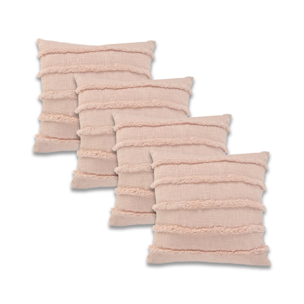 Rory Cotton Pillow Set of 4 in Pink, 20" x 20". Picture 1