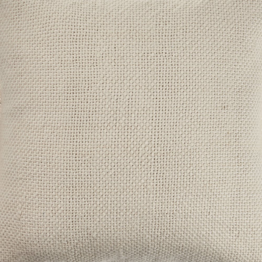 Solid Ivory Woven Throw Pillow with Fringe. Picture 2