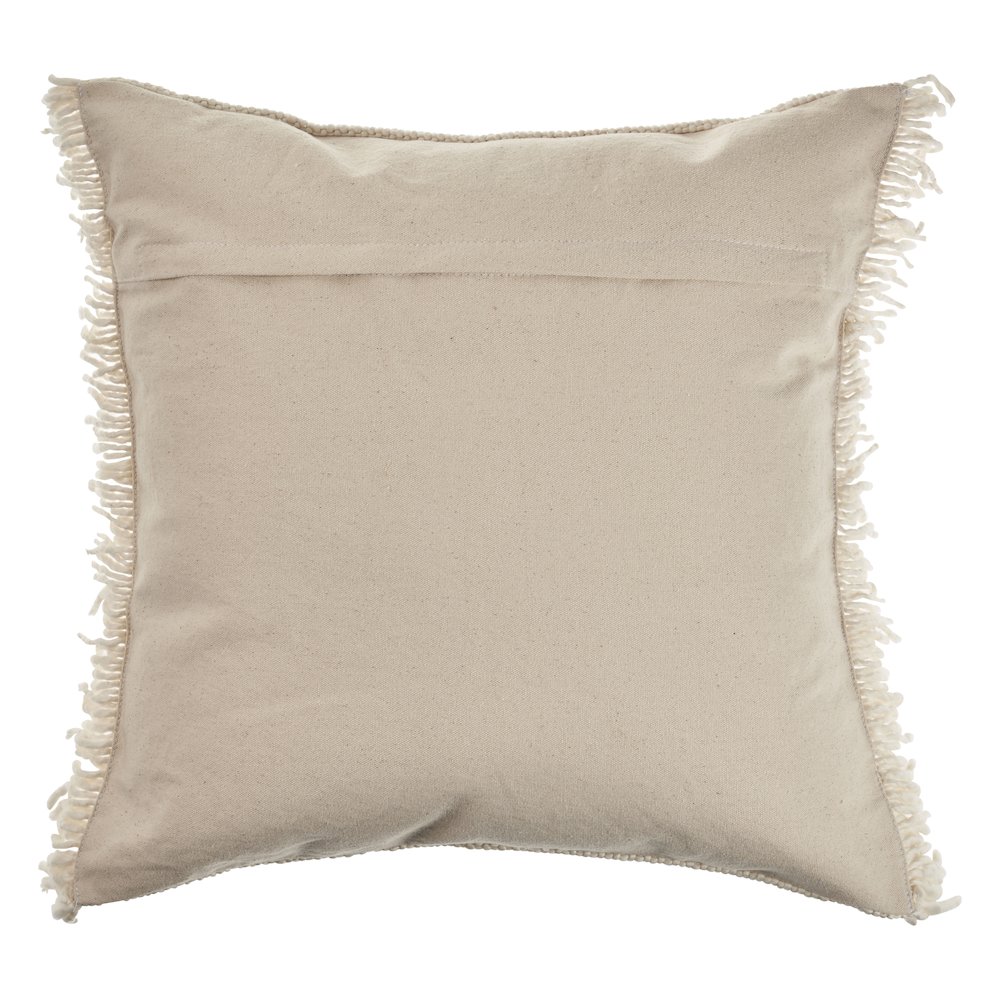 Solid Ivory Woven Throw Pillow with Fringe. Picture 6