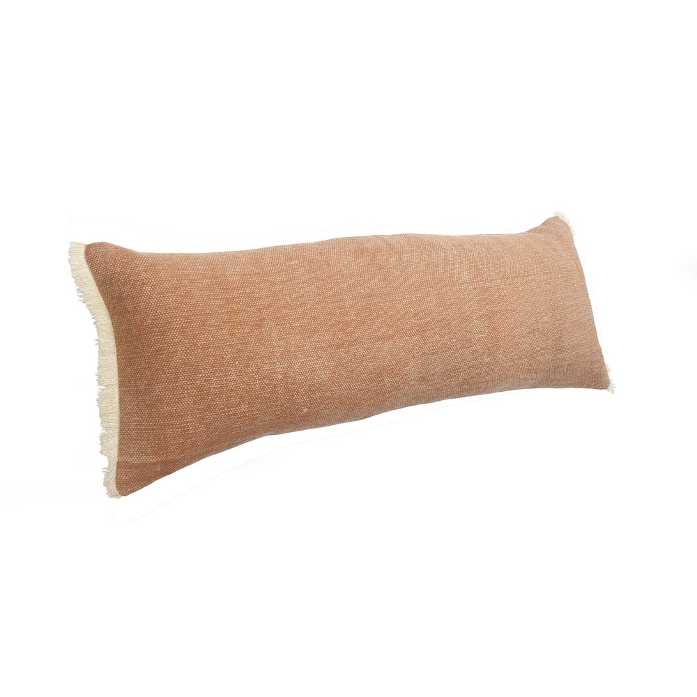 Caramel Coated Fringed Throw Pillow. Picture 3